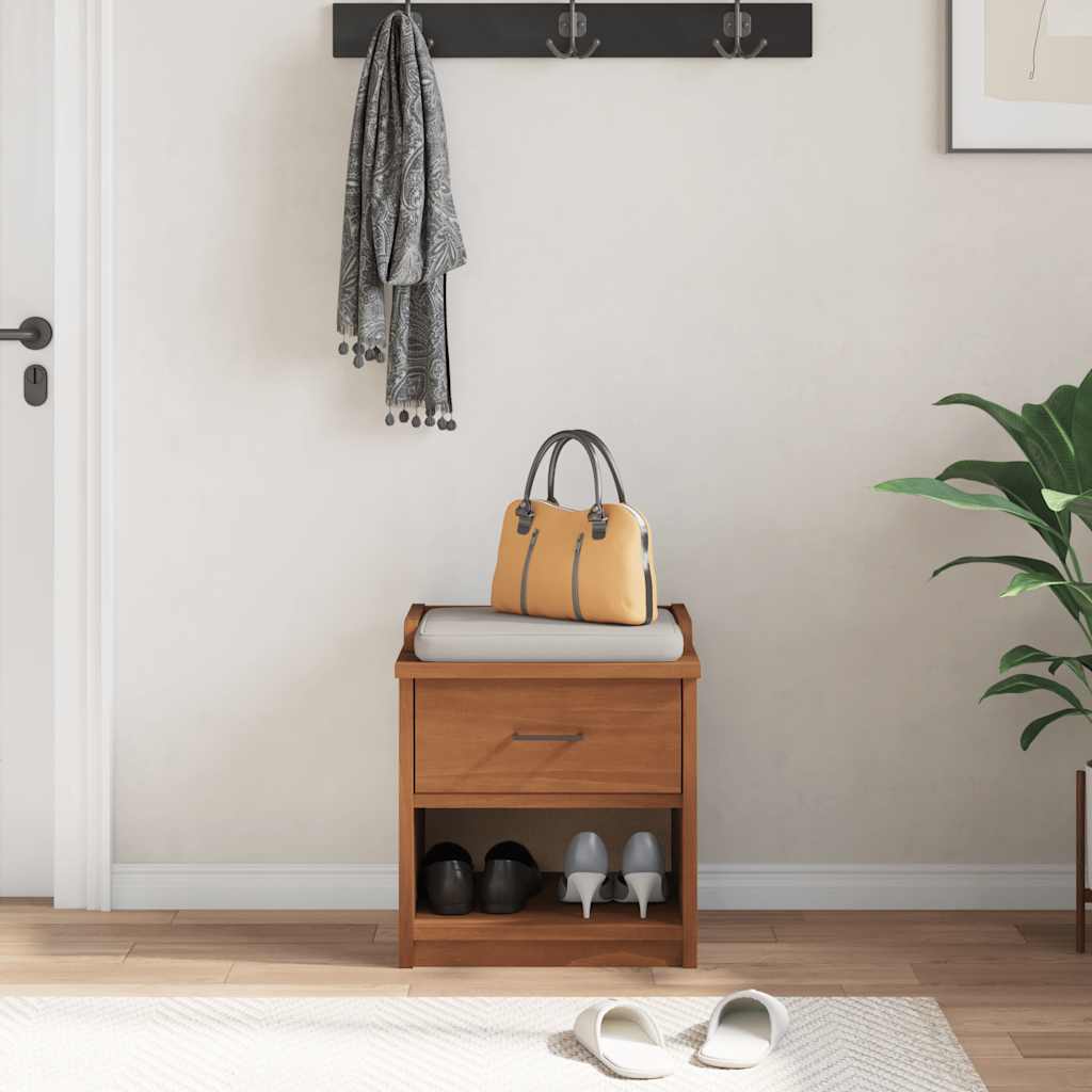 Solid Pine Hallway Bench SANDNES, 45x40x50 cm - Natural Wood Finish