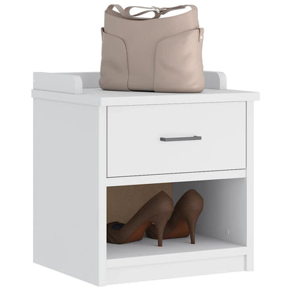 Solid Pine Hallway Bench SANDNES White - 45x40x50 cm