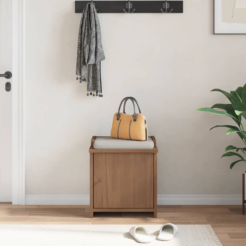 Solid Pine Hallway Bench SANDNES 45x40x50 cm - Natural Finish