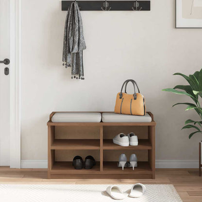 Solid Pine Hallway Bench SANDNES - 87x40x50 cm, Natural Wood Finish