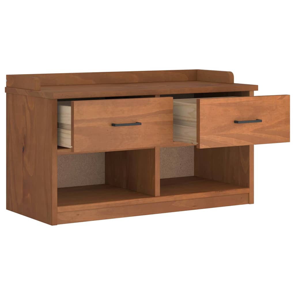 Solid Pine Wood Hallway Bench SANDNES 87x40x50 cm - Natural Finish