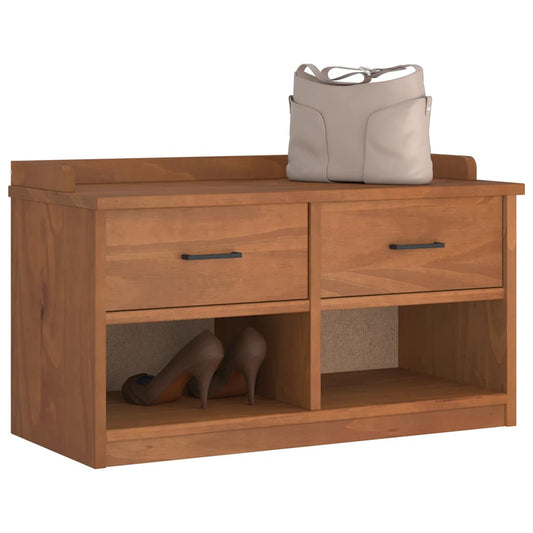 Solid Pine Wood Hallway Bench SANDNES 87x40x50 cm - Natural Finish