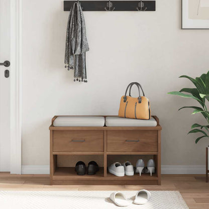 Solid Pine Hallway Bench SANDNES 87x40x50 cm - Natural Wood Finish