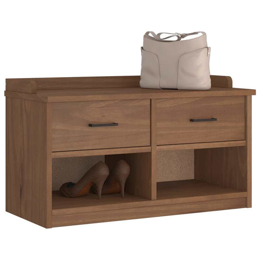 Solid Pine Hallway Bench SANDNES 87x40x50 cm - Natural Wood Finish