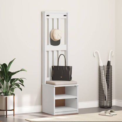 White Solid Wood Hall Tree SANDENS, 45x40x159.5 cm Pine