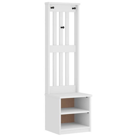 White Solid Wood Hall Tree SANDENS, 45x40x159.5 cm Pine