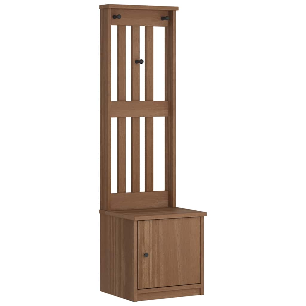 Solid Pine Wood Hall Tree SANDENS, 45x40x159.5 cm, Natural Finish