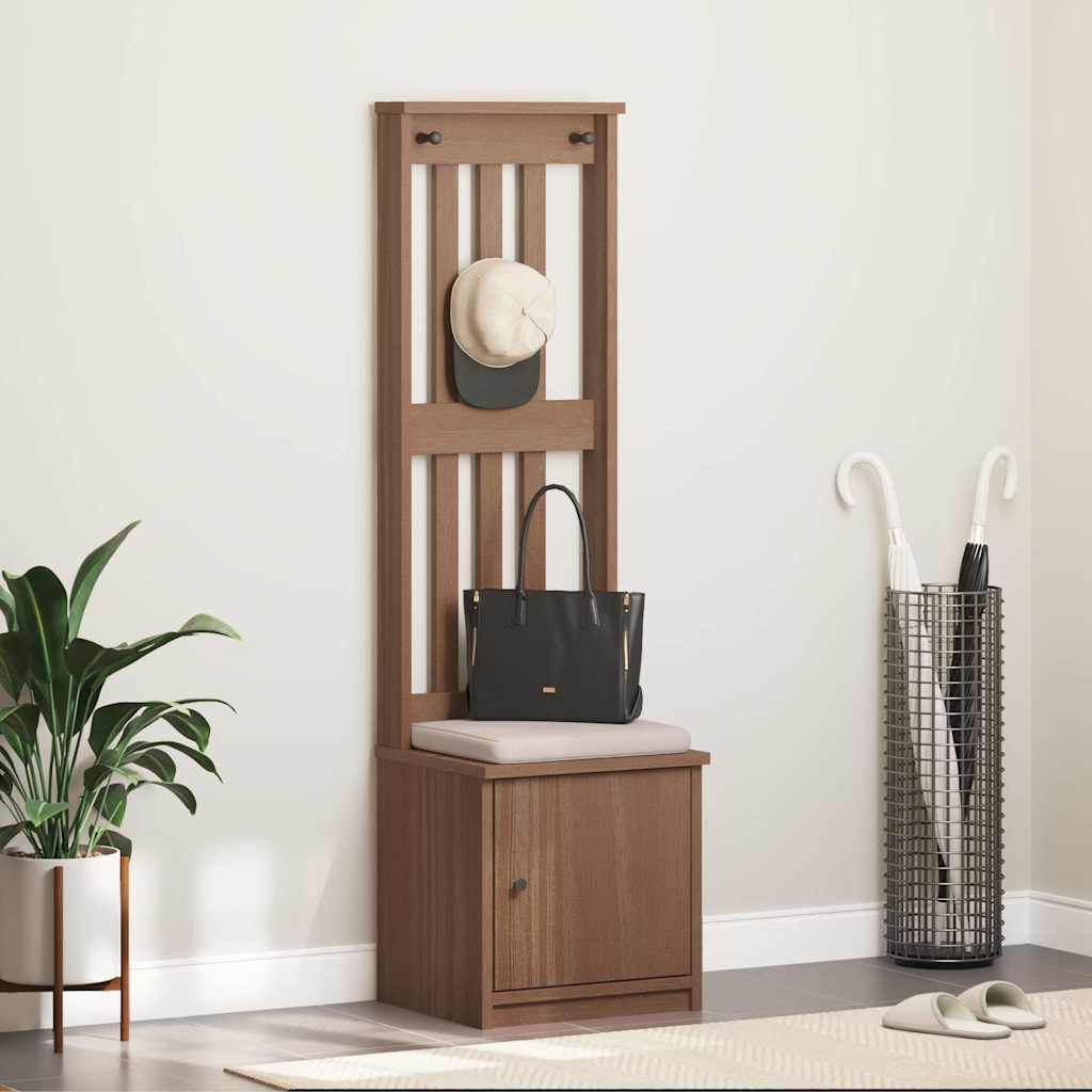 Solid Pine Wood Hall Tree SANDENS, 45x40x159.5 cm, Natural Finish