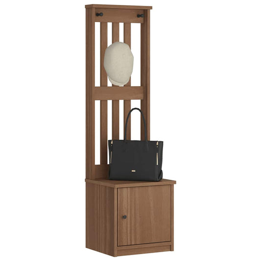 Solid Pine Wood Hall Tree SANDENS, 45x40x159.5 cm, Natural Finish