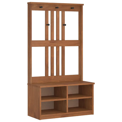 Solid Pine Wood Hall Tree SANDENS 87x40x159.5cm with Storage