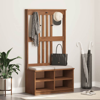Solid Pine Wood Hall Tree SANDENS 87x40x159.5cm with Storage