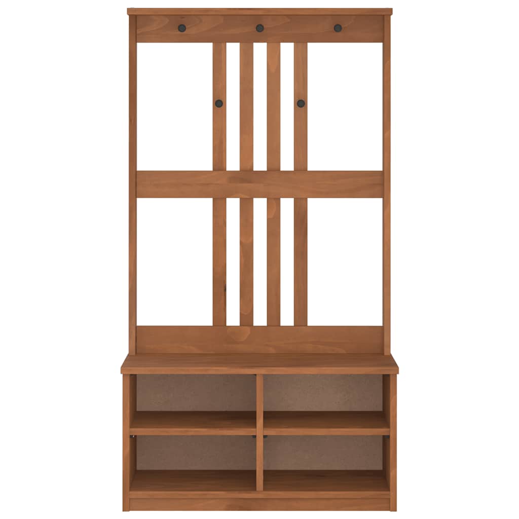 Solid Pine Wood Hall Tree SANDENS 87x40x159.5cm with Storage