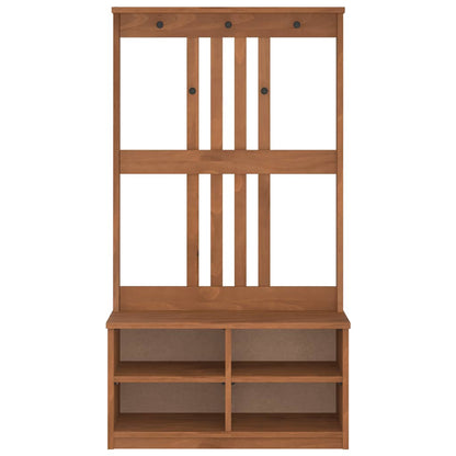 Solid Pine Wood Hall Tree SANDENS 87x40x159.5cm with Storage