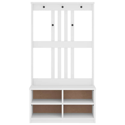 White Solid Wood Hall Tree SANDENS 87x40x159.5 cm Pine Finish