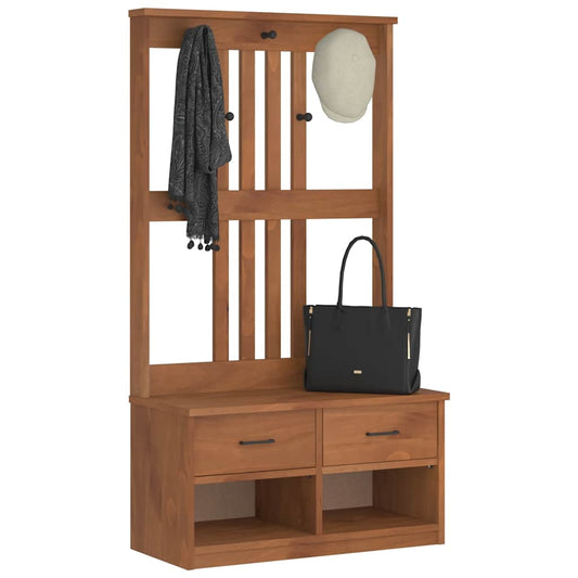 Solid Pine Hall Tree SANDENS - 87x40x159.5cm for Stylish Organizing