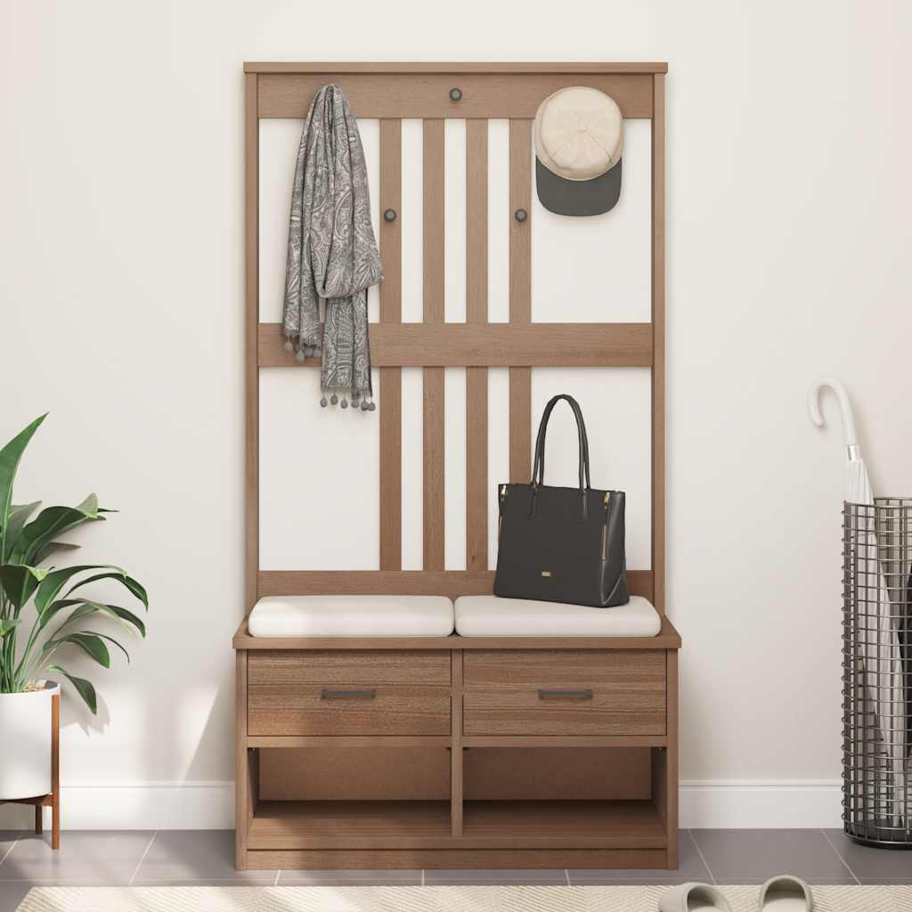Solid Wood Pine Hall Tree SANDENS 87x40x159.5cm - Stylish & Durable