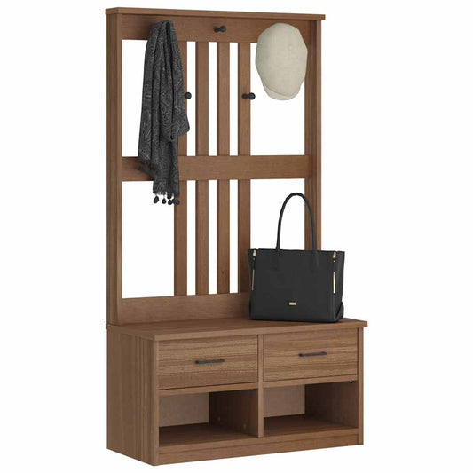 Solid Wood Pine Hall Tree SANDENS 87x40x159.5cm - Stylish & Durable