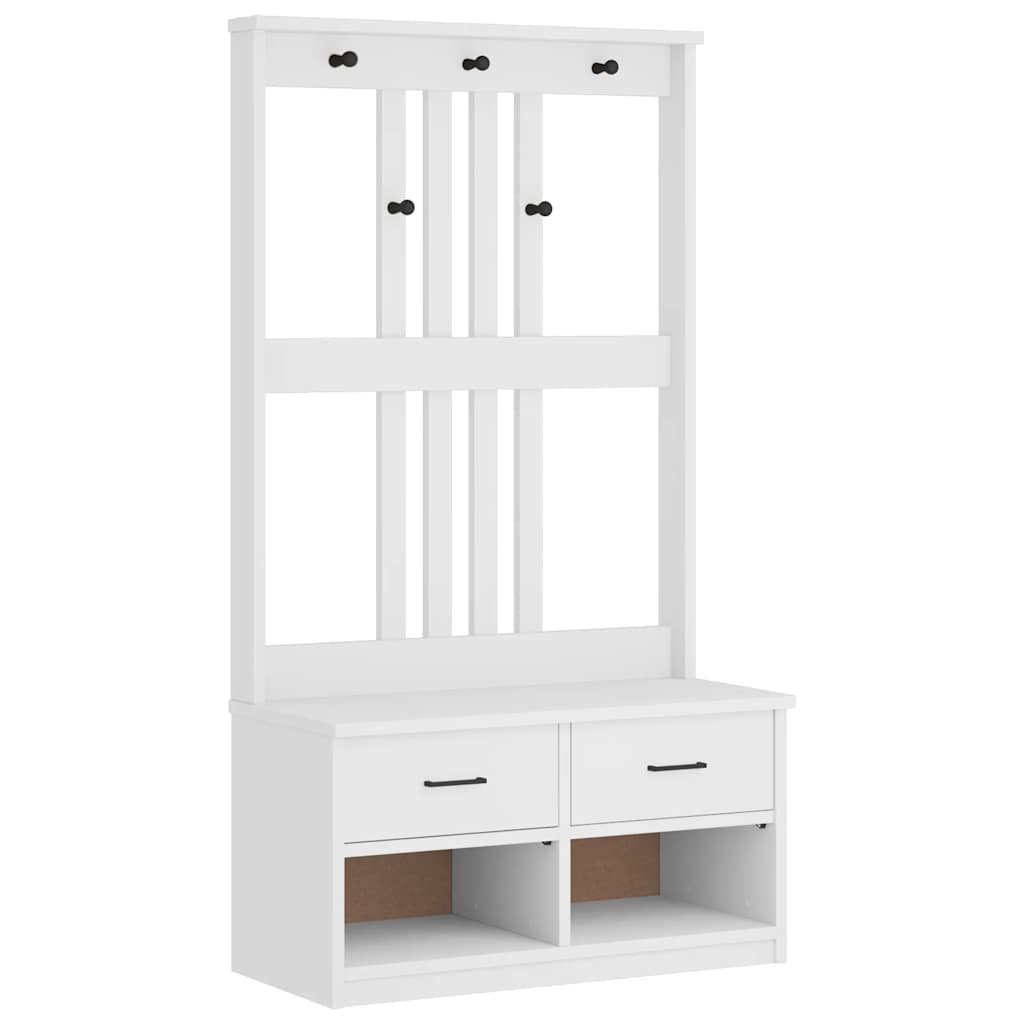 Solid Pine Hall Tree SANDENS, White, 87x40x159.5cm