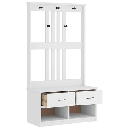 Solid Pine Hall Tree SANDENS, White, 87x40x159.5cm
