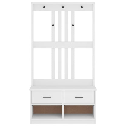 Solid Pine Hall Tree SANDENS, White, 87x40x159.5cm