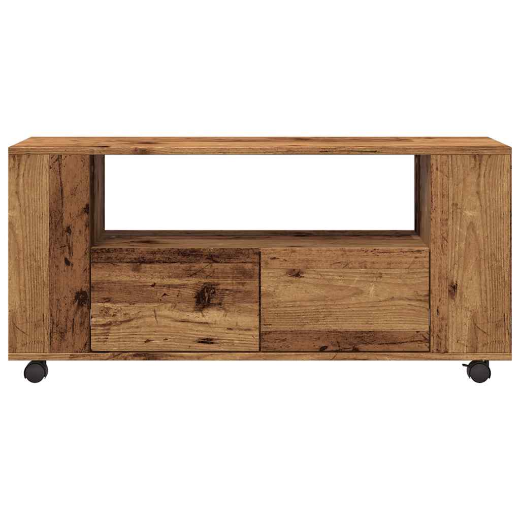 TV Cabinet with Wheels Old Wood 102x34.5x43 cm Engineered Wood