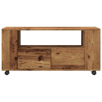 TV Cabinet with Wheels Old Wood 102x34.5x43 cm Engineered Wood
