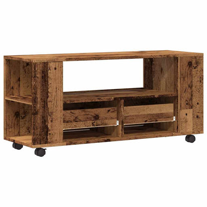 TV Cabinet with Wheels Old Wood 102x34.5x43 cm Engineered Wood