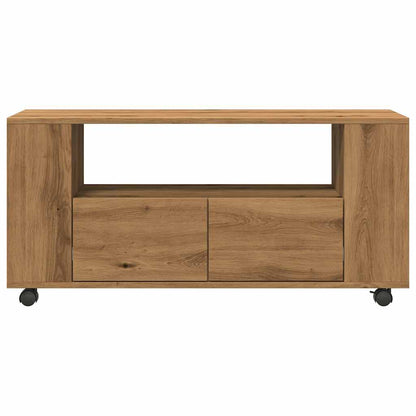 TV Cabinet with Wheels Artisan Oak 102x34.5x43 cm Engineered Wood