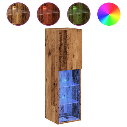TV Cabinet with LED Lights Old Wood 30.5x30x102 cm