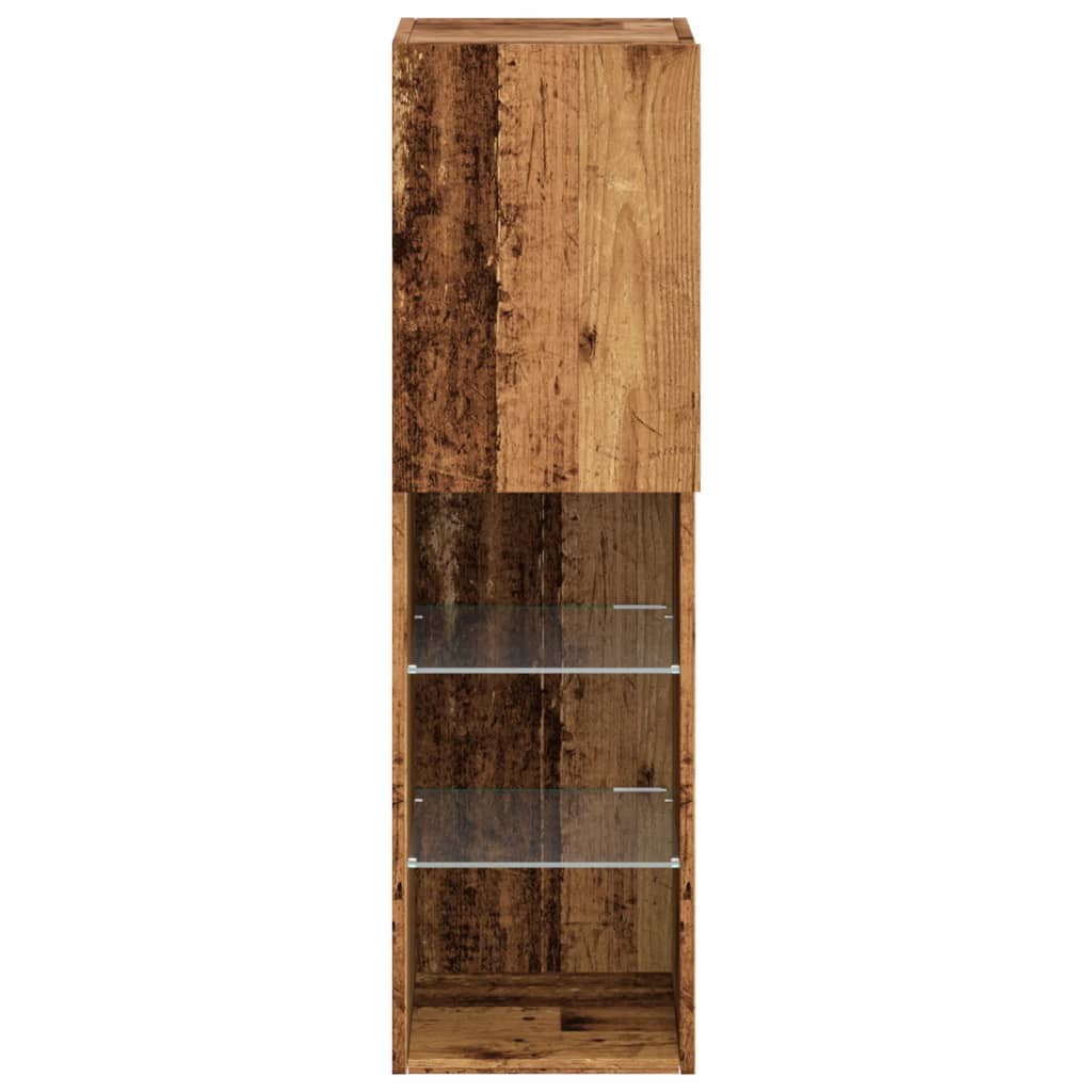 TV Cabinet with LED Lights Old Wood 30.5x30x102 cm