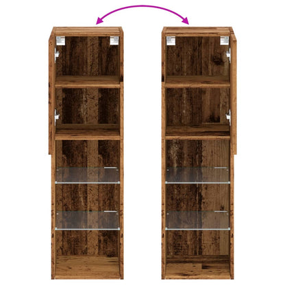 TV Cabinet with LED Lights Old Wood 30.5x30x102 cm