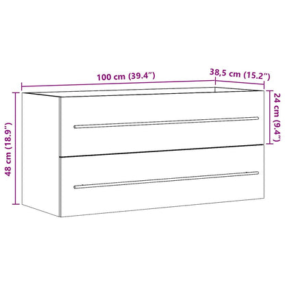 Concrete Grey Engineered Wood Sink Cabinet, 100x38.5x48 cm