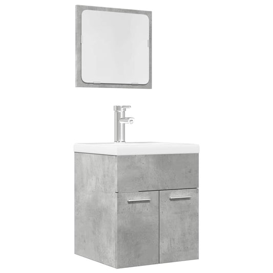 Concrete Grey 2-Piece Bathroom Furniture Set - Engineered Wood