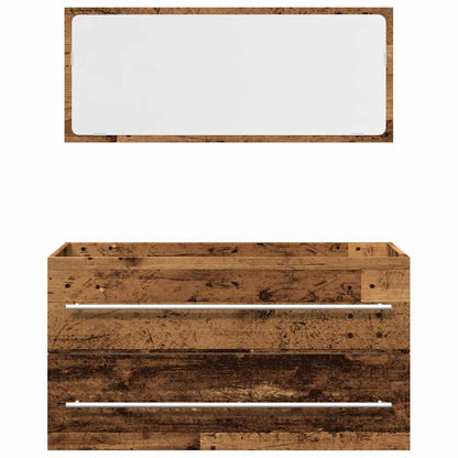 Rustic Old Wood 2-Piece Bathroom Furniture Set - Engineered Wood