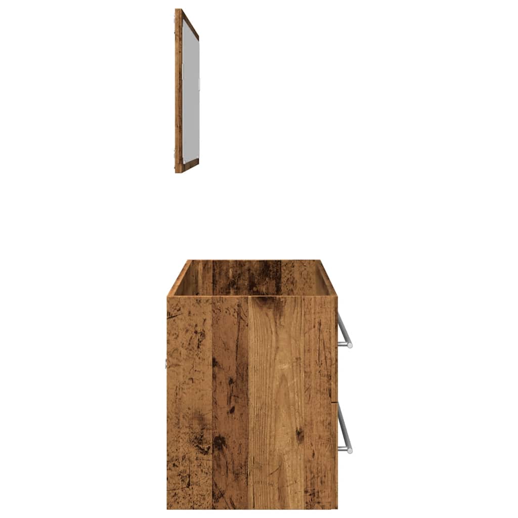 Rustic Old Wood 2-Piece Bathroom Furniture Set - Engineered Wood