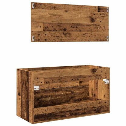 Rustic Old Wood 2-Piece Bathroom Furniture Set - Engineered Wood