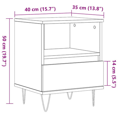 Bedside Cabinet Old Wood 40x35x50 cm Engineered Wood