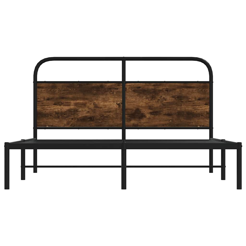 Smoked Oak Engineered Wood Small Double Bed Frame 120x190 cm
