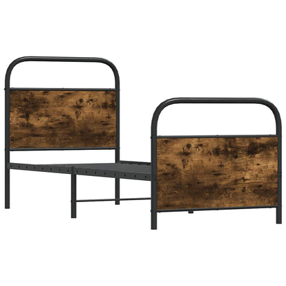 Small Single Bed Frame 75x190 cm, Smoked Oak, No Mattress Included