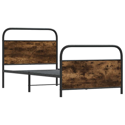 Smoked Oak Engineered Wood Bed Frame 100x200 cm (No Mattress)