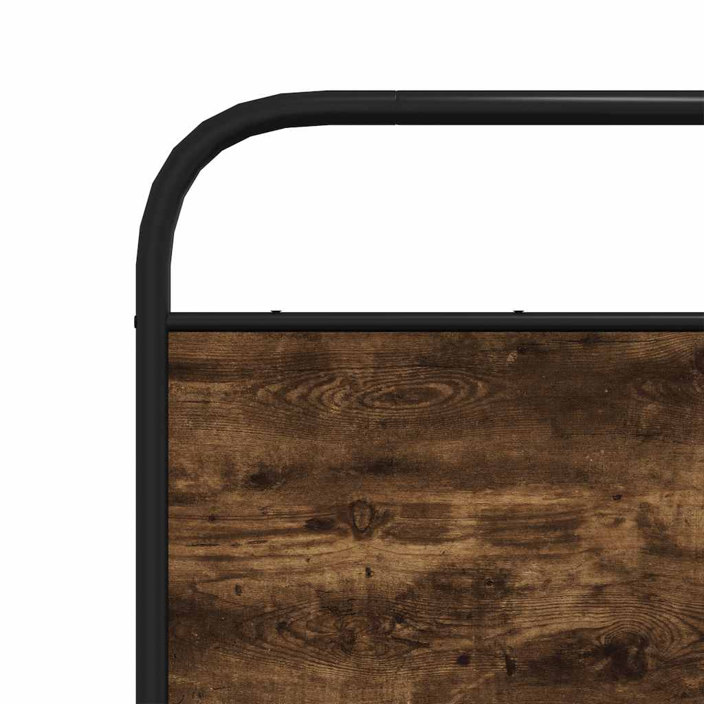 Small Double Bed Frame, 120x190 cm, Smoked Oak Finish, No Mattress
