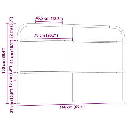 Smoked Oak Headboard 160cm - Steel & Engineered Wood Design
