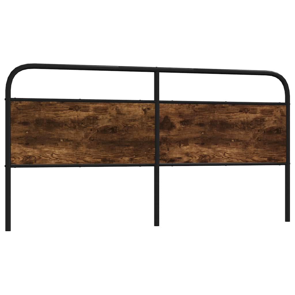 Smoked Oak Headboard 200cm - Steel & Engineered Wood Design