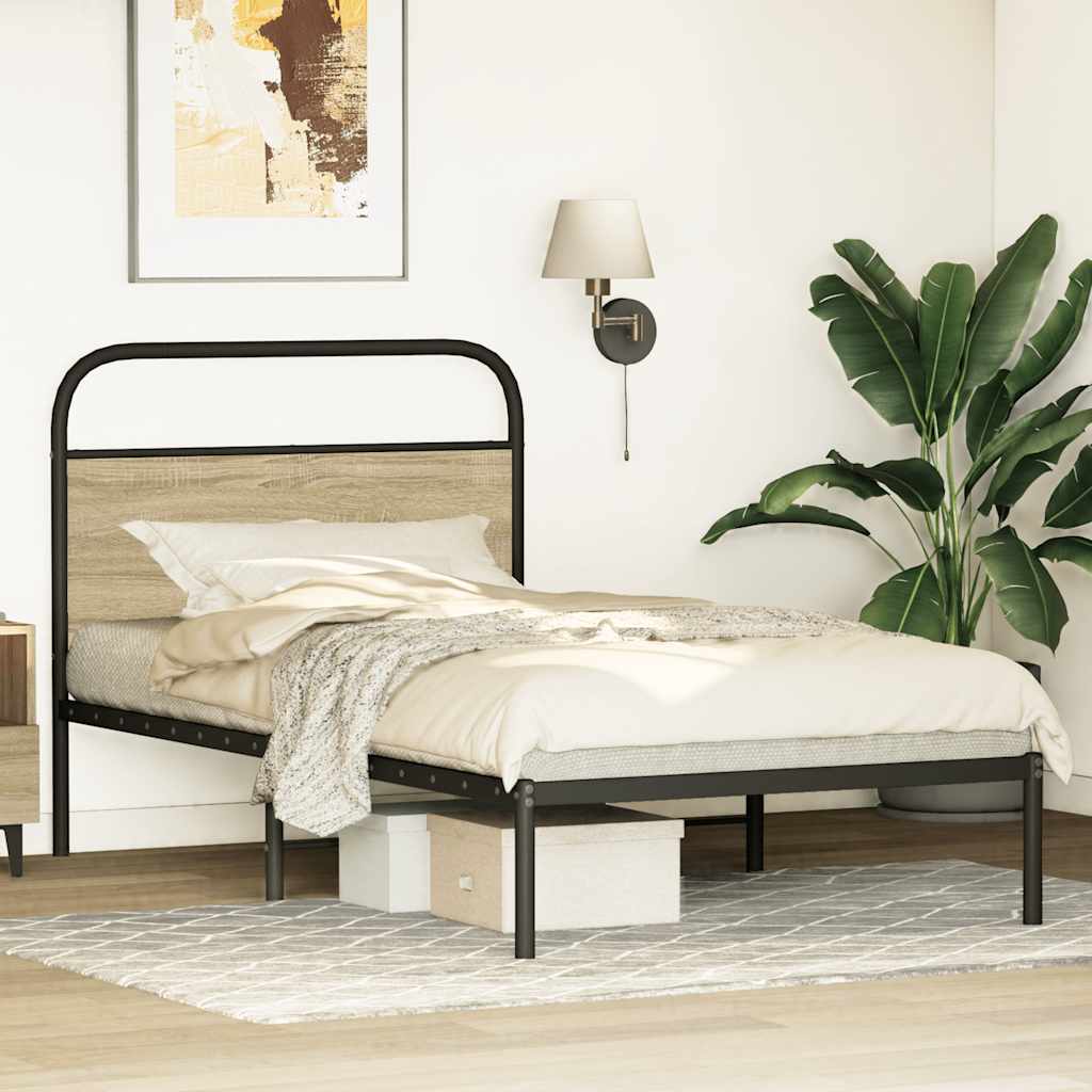 Sonoma Oak Bed Frame 100x200 cm - Engineered Wood, No Mattress