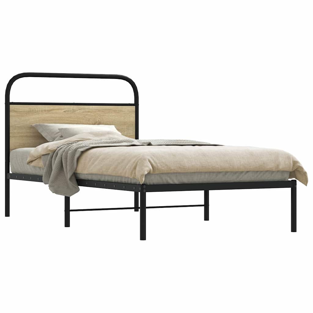 Sonoma Oak Bed Frame 100x200 cm - Engineered Wood, No Mattress