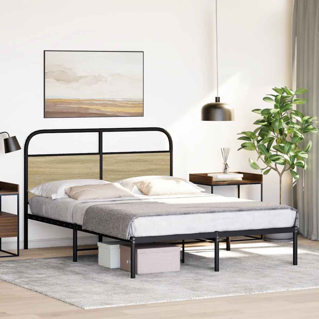 Sonoma Oak 140x200 cm Engineered Wood Bed Frame (Mattress Excluded)