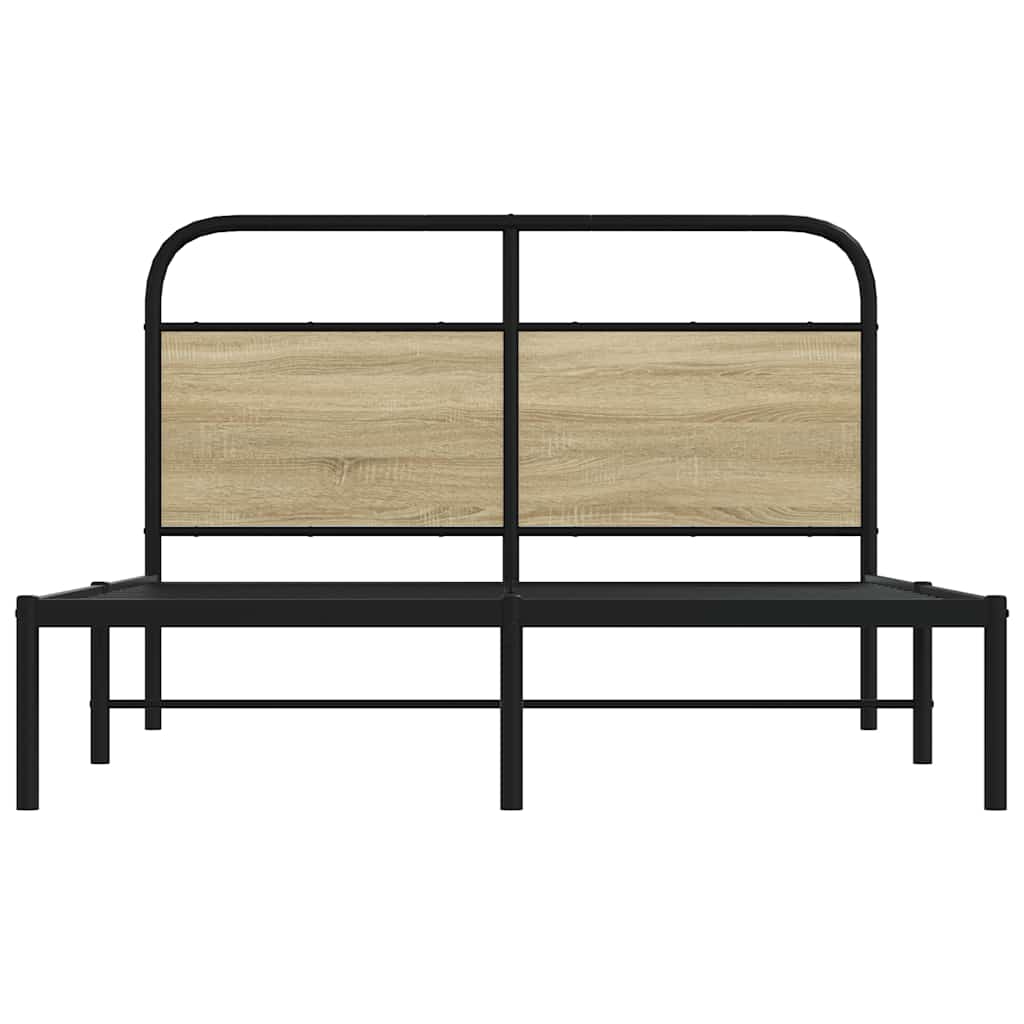Sonoma Oak 140x200 cm Engineered Wood Bed Frame (Mattress Excluded)
