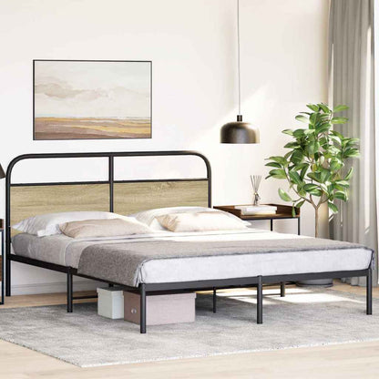 King Size Bed Frame, 150x200 cm, Sonoma Oak Engineered Wood