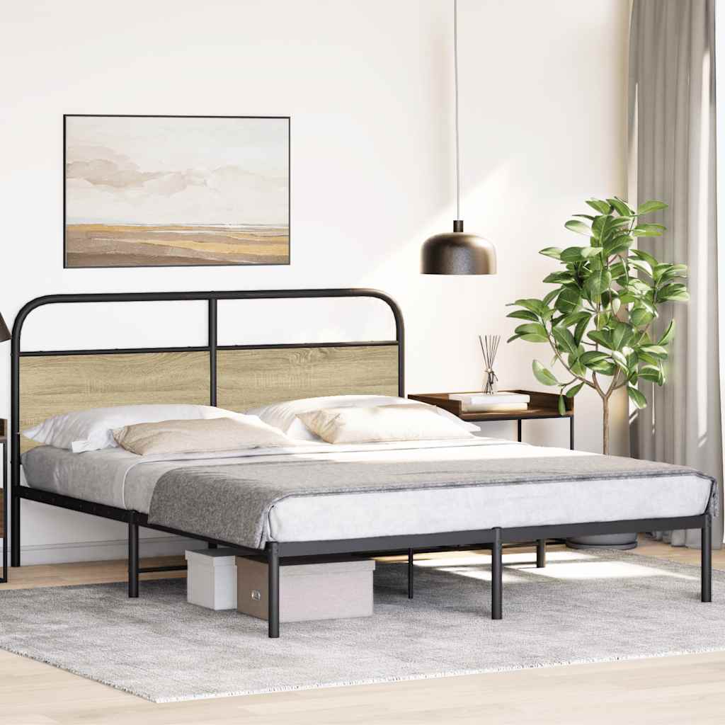 Sonoma Oak Bed Frame 160x200 cm - Engineered Wood, No Mattress