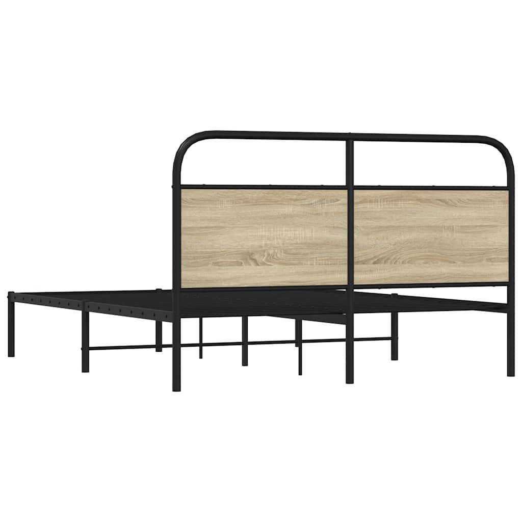 Sonoma Oak Bed Frame 160x200 cm - Engineered Wood, No Mattress
